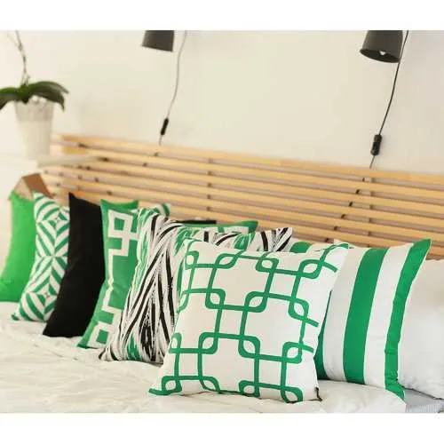 18"x18" Green Stripes Geometric Decorative Throw Pillow Cover