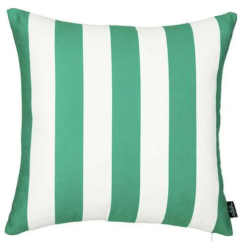18"x18" Green Stripes Geometric Decorative Throw Pillow Cover