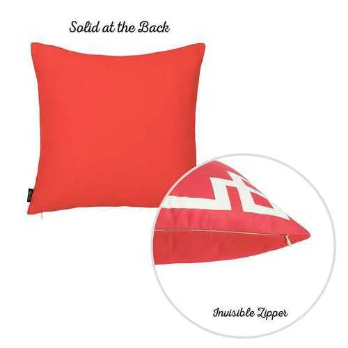 18"x18"Red and White Geometric Decorative Throw Pillow Cover