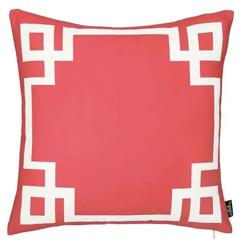 18"x18"Red and White Geometric Decorative Throw Pillow Cover