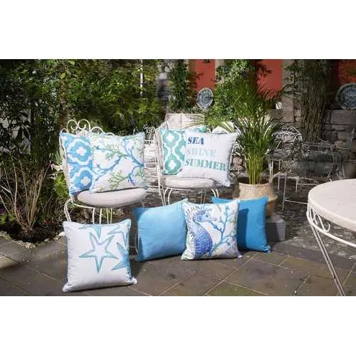 18"x18"Turquiose Marine Moroccon Stars Decorative Throw Pillow Cover