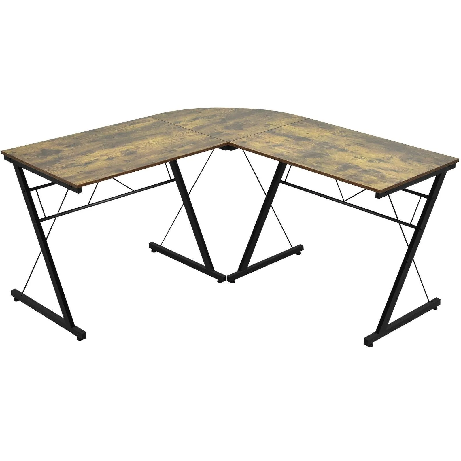 59" L Shaped Corner Computer Writing Desk - Brown