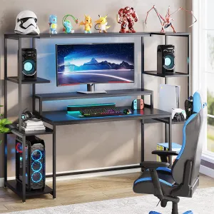 70" Gaming Desk Computer Desk with Hutch and Monitor Stand