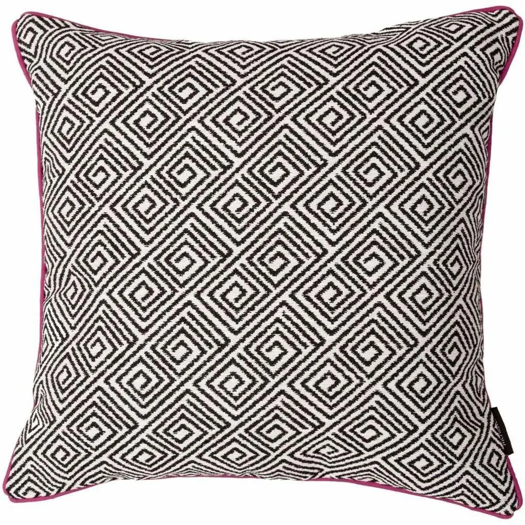 Acapulco Black   White Abstract Cushion