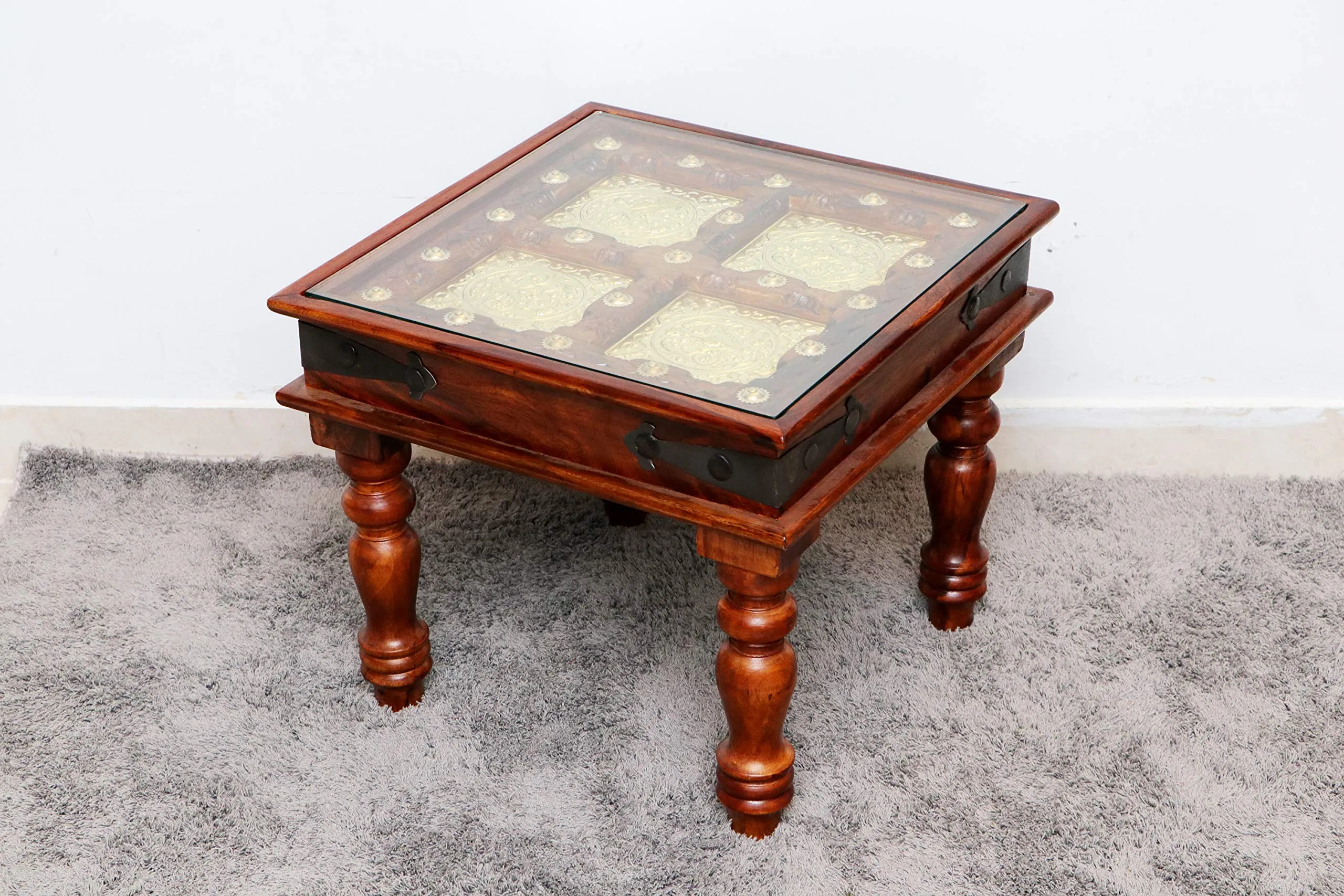 advika handicraft Antique Design Sheesham (Rosewood) Solid Wood | Coffee Table | Garden and Outdoor Table |Decorative| Living Room|Natural Brown