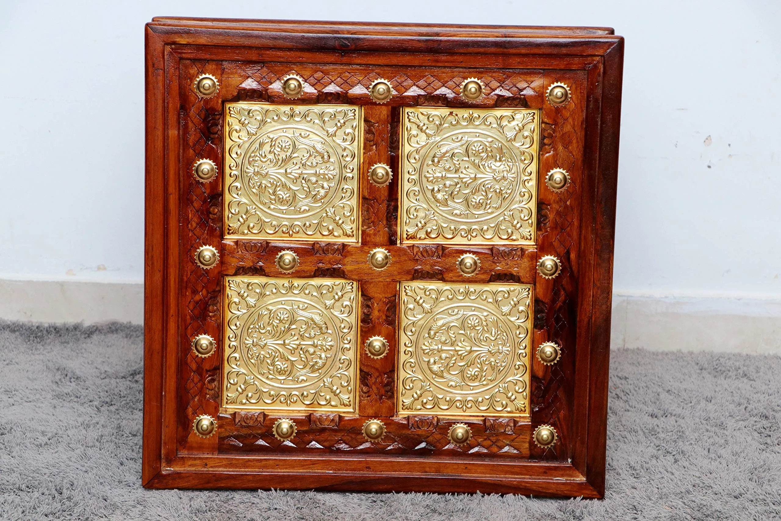 advika handicraft Antique Design Sheesham (Rosewood) Solid Wood | Coffee Table | Garden and Outdoor Table |Decorative| Living Room|Natural Brown