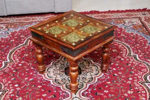 advika handicraft Antique Design Sheesham (Rosewood) Solid Wood | Coffee Table | Garden and Outdoor Table |Decorative| Living Room|Natural Brown