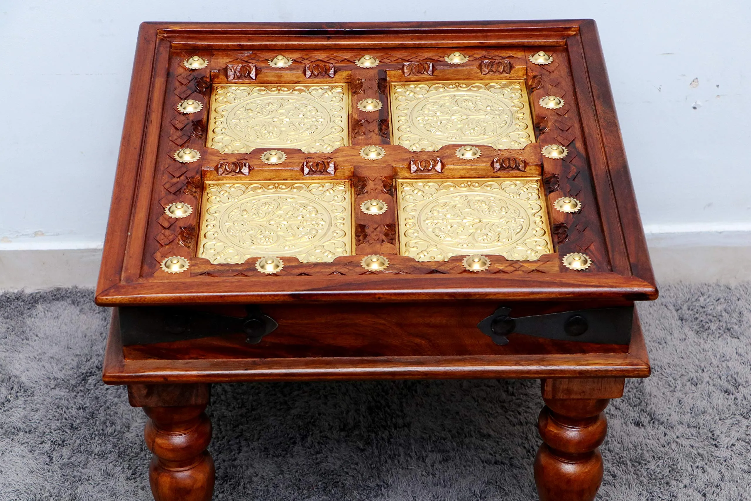 advika handicraft Antique Design Sheesham (Rosewood) Solid Wood | Coffee Table | Garden and Outdoor Table |Decorative| Living Room|Natural Brown
