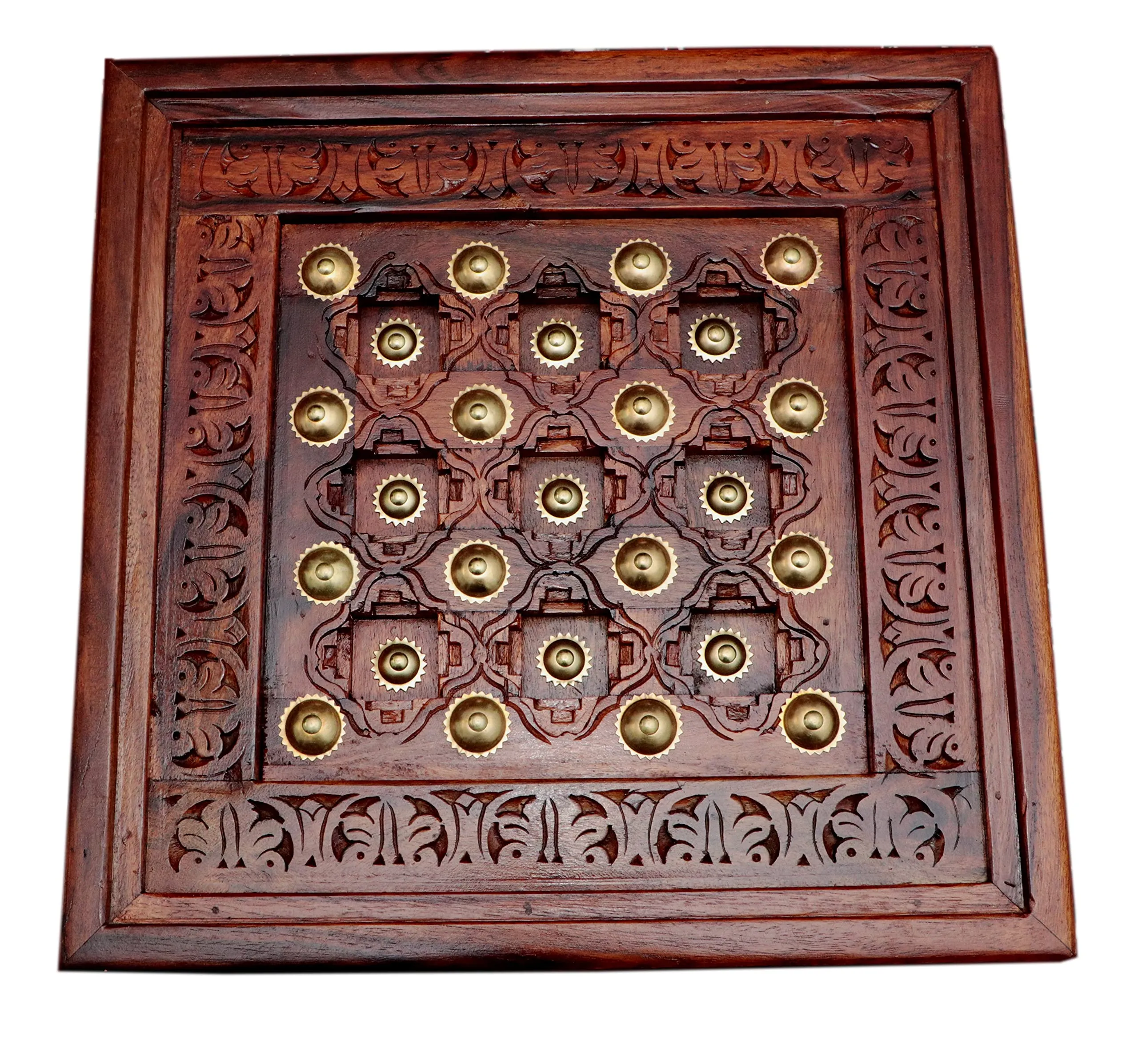 Advika Handicraft Sheesham Wood Solid Wood Antique Design Coffee Table (45X45X40 cm) Glass Not Include