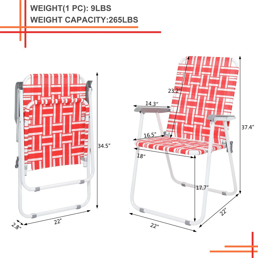 ALICIAN 2pcs Beach Chair Steel Tube Bearing 120kg Folding Beach Chair Red White Strips