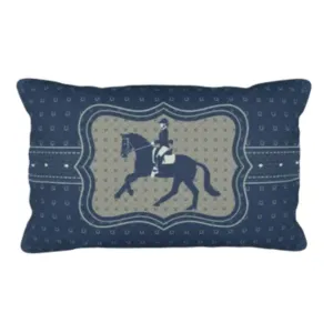 Beaux Chevaux Cushion Bleue Shield Large Horse Blue