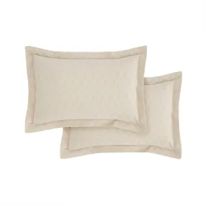 Bianca Waffle Natural 180TC Cotton Circle Oxford Pillowcase Pair