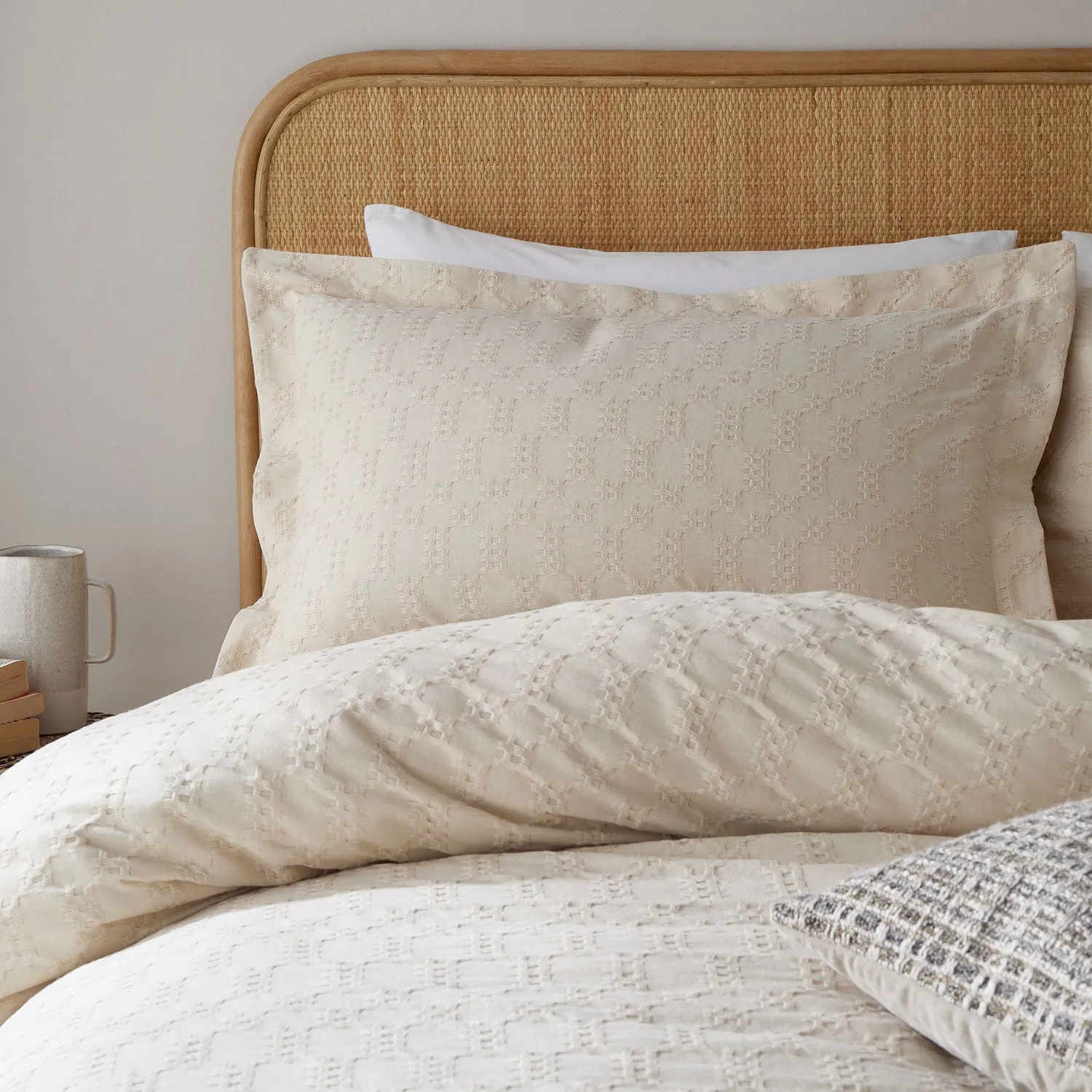 Bianca Waffle Natural 180TC Cotton Circle Oxford Pillowcase Pair