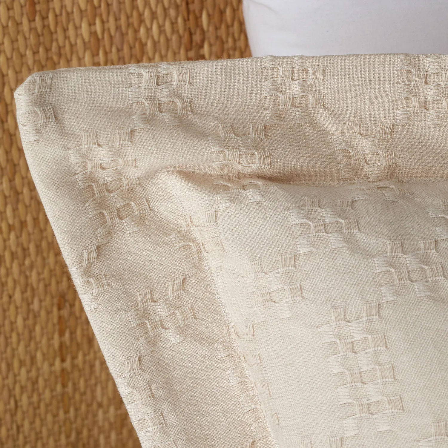 Bianca Waffle Natural 180TC Cotton Circle Oxford Pillowcase Pair