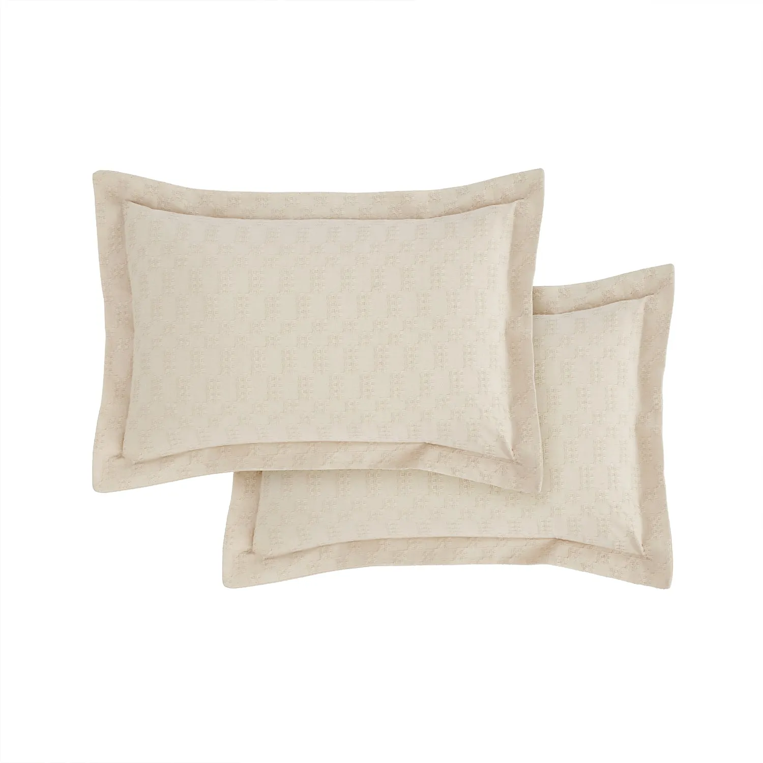 Bianca Waffle Natural 180TC Cotton Circle Oxford Pillowcase Pair