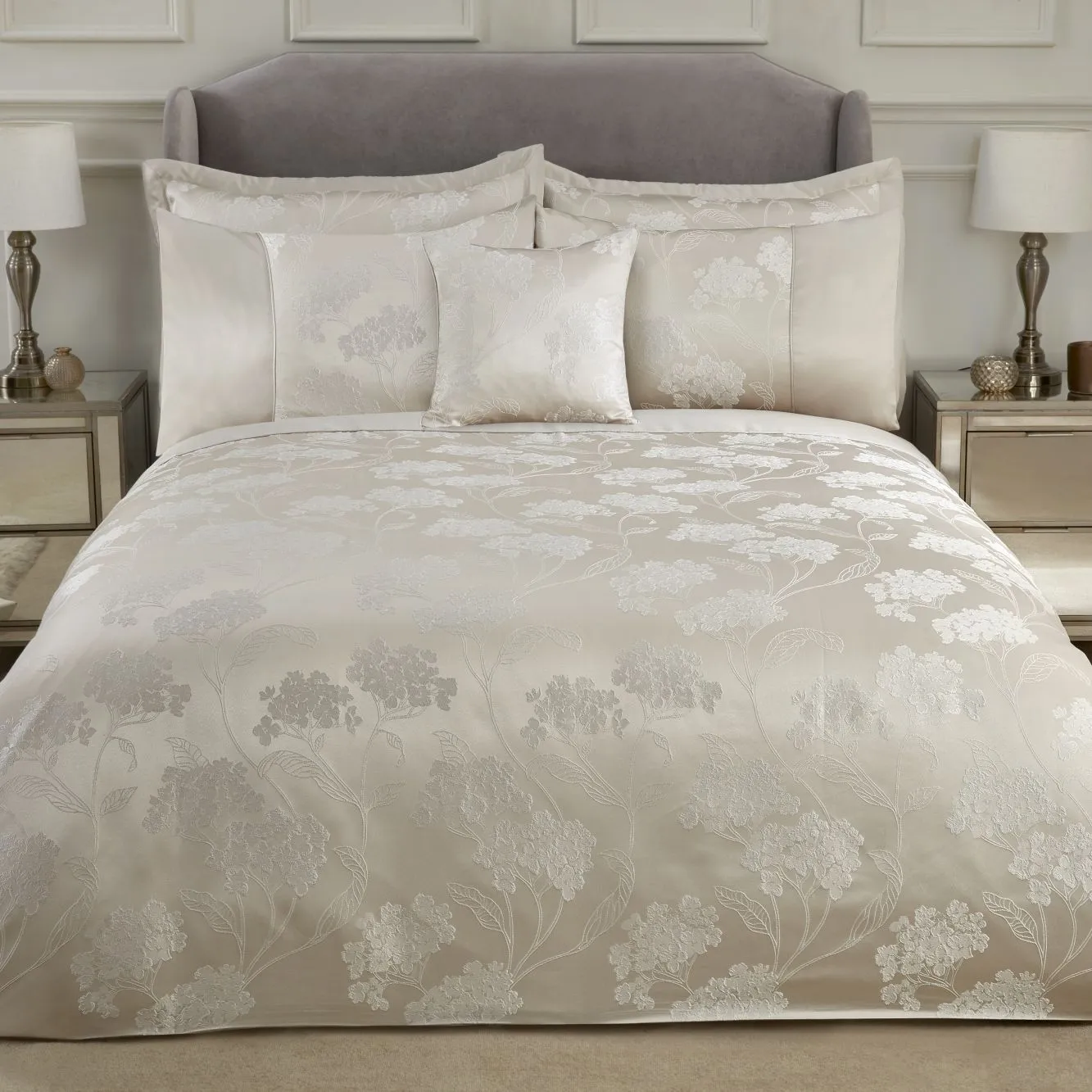 Blossom Cream Embellished Jacquard Duvet Set