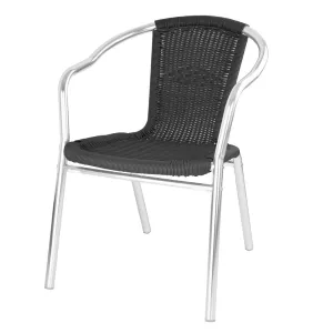 Bolero Black Wicker Chairs with Aluminium Frame (Pack of 4)