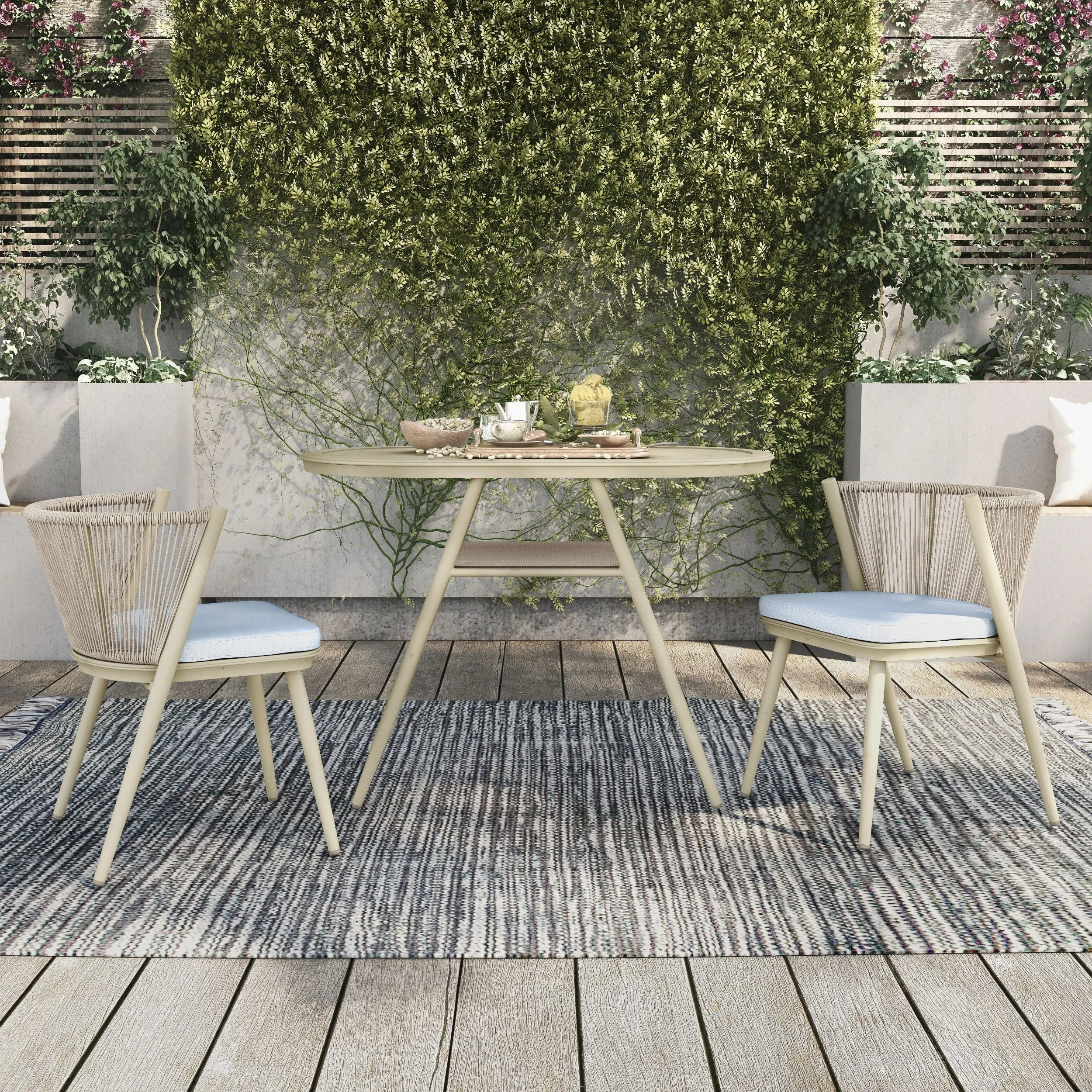 Bryllix Bohemian Compact 3-piece Oval Patio Bistro Set