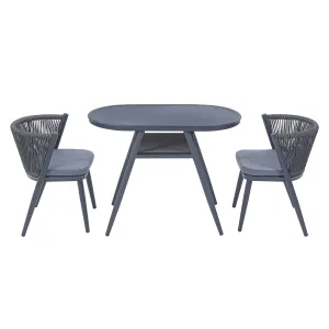 Bryllix Bohemian Compact 3-piece Oval Patio Bistro Set