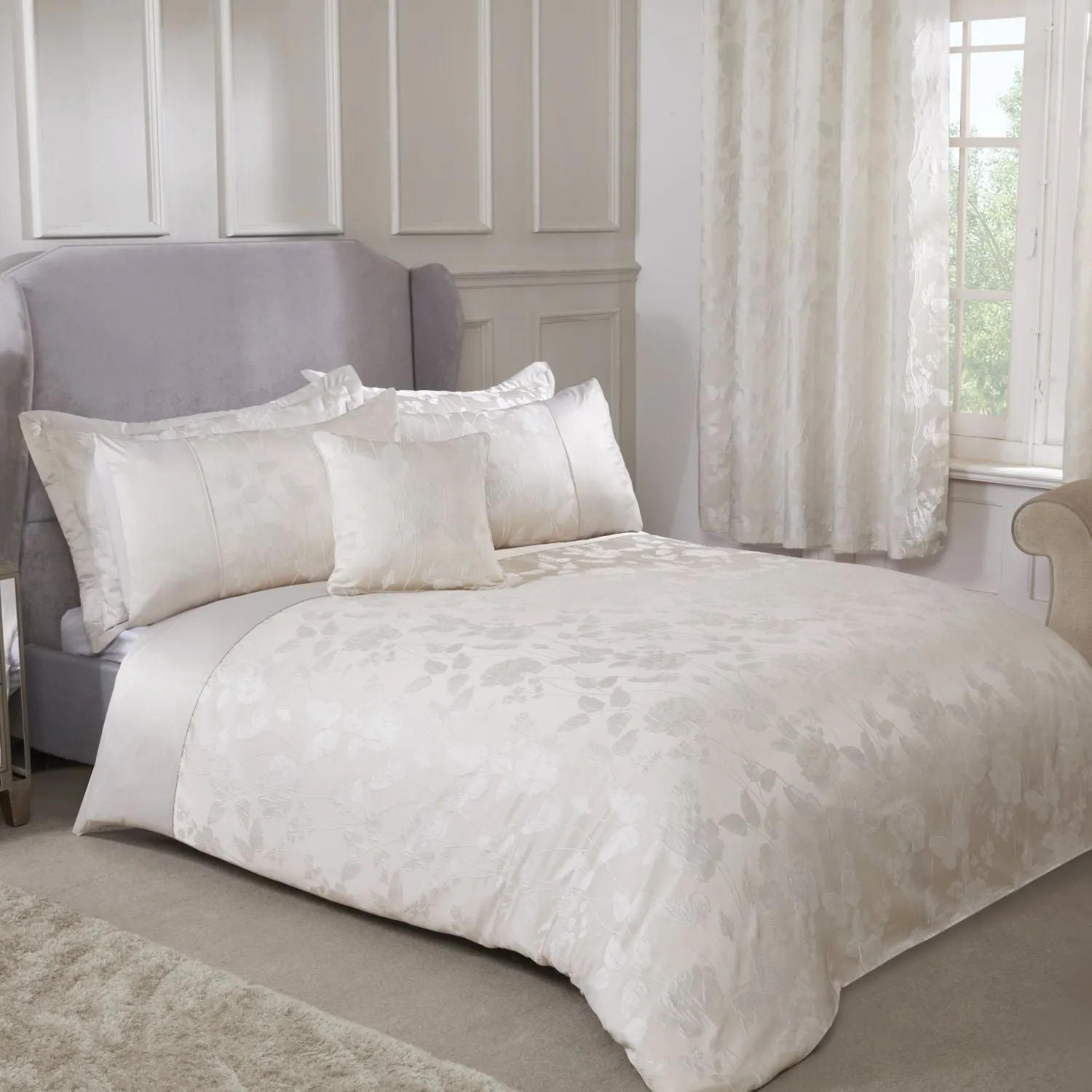 Butterfly Meadow Cream Embellished Jacquard Duvet Set