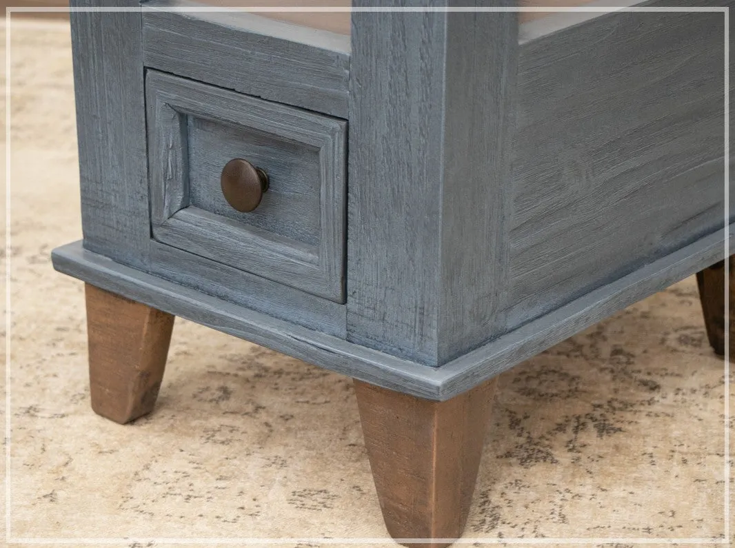 Camilla Solid Wood Side Table - Blue