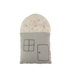 Camomile London Small House Cushion – Minako Golden/Soft Grey