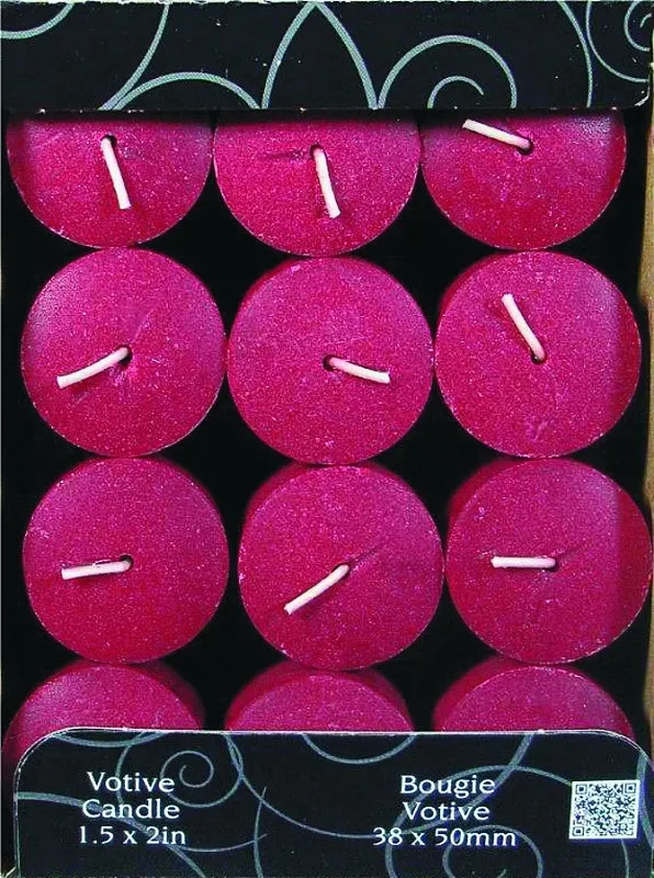 CANDLE-LITE 1276565 Scented Votive Candle, Juicy Black Cherries Fragrance, Burgundy Candle, 10 to 12 hr Burning :EA: QUANTITY: 12
