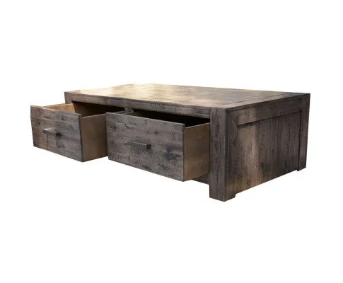Catmint Coffee Table 127cm 2 Drawer Solid Acacia Wood - Stone Grey