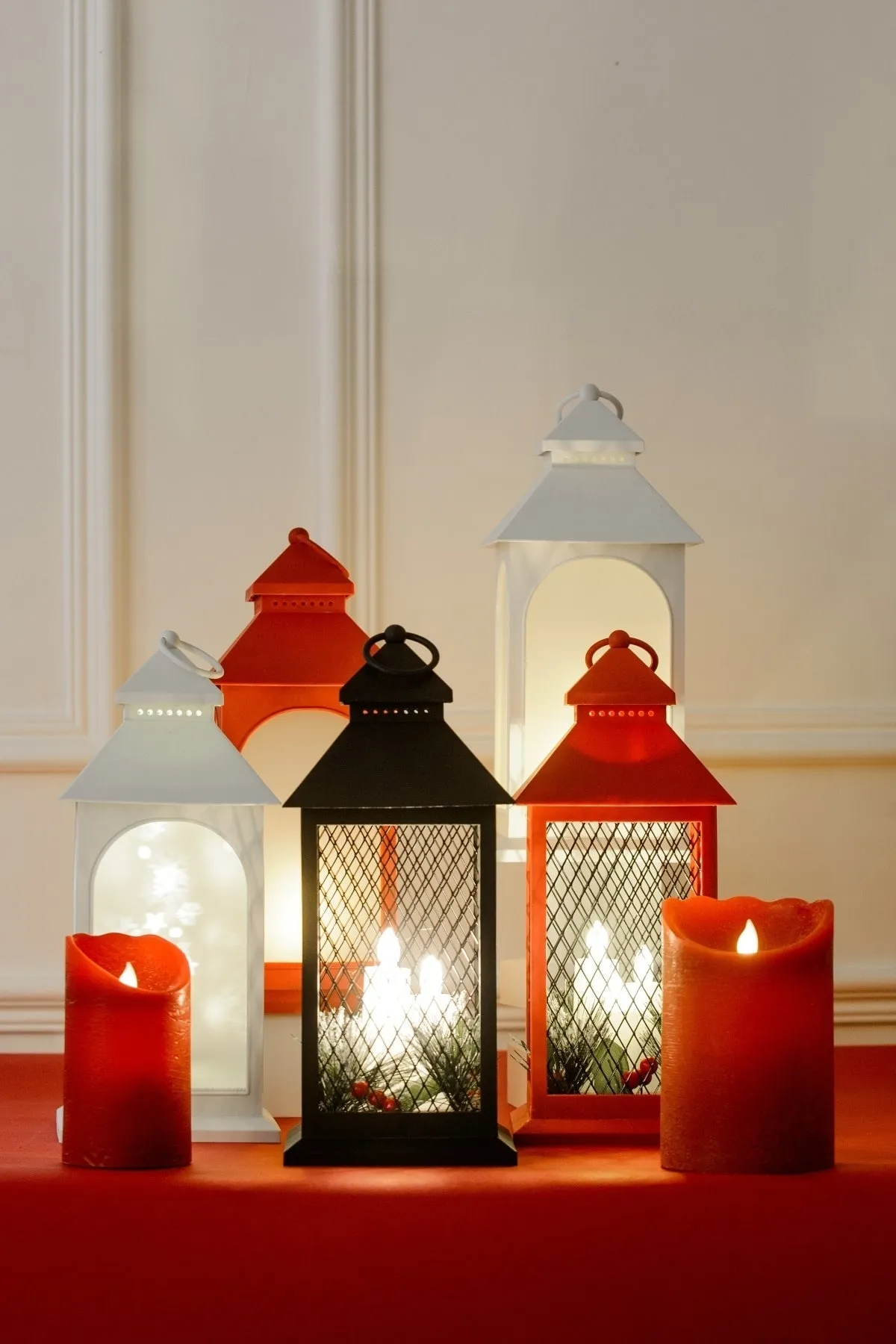 Christmas Pillar Red Candle Claret 4x6