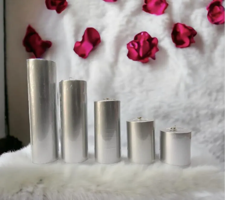Ck Homez Silver Golden Pillar Set for Home Decorations Aroma Therapy Candles for Gifting