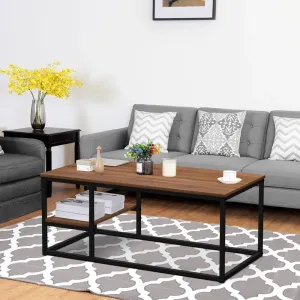 Coffee Table With Shelf Black & Brown- CT-3600