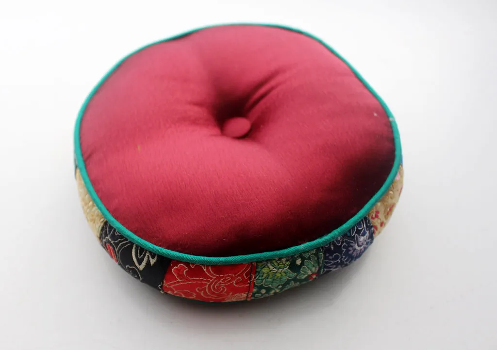 Colorful Handmade Silk Singing Bowl Cushion with Border