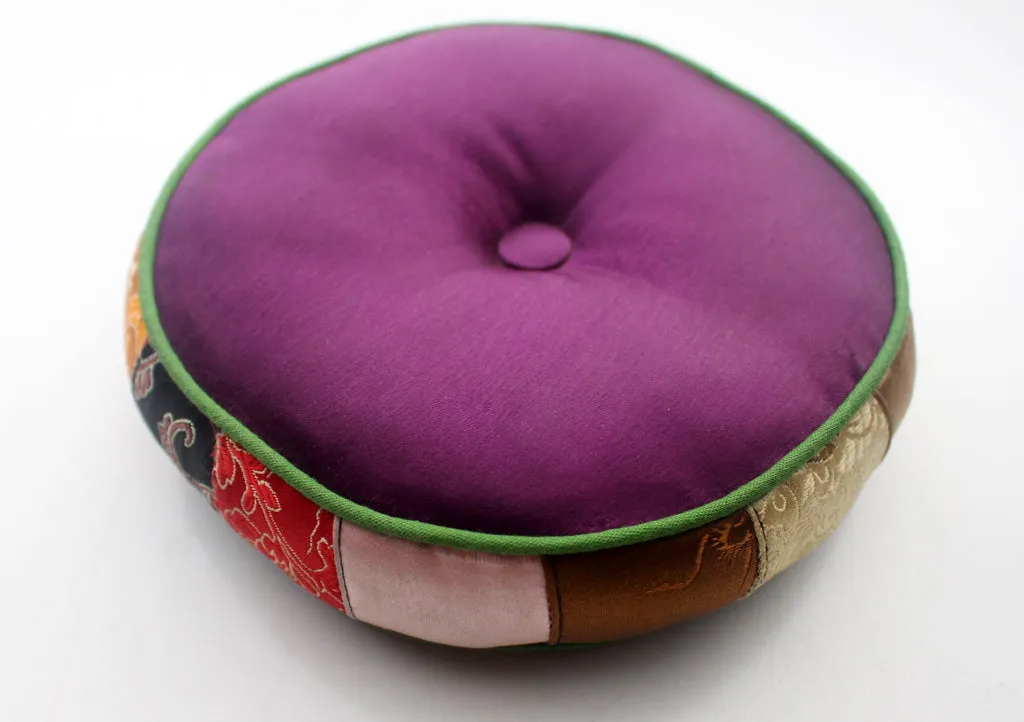Colorful Handmade Silk Singing Bowl Cushion with Border