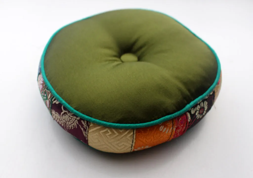 Colorful Handmade Silk Singing Bowl Cushion with Border