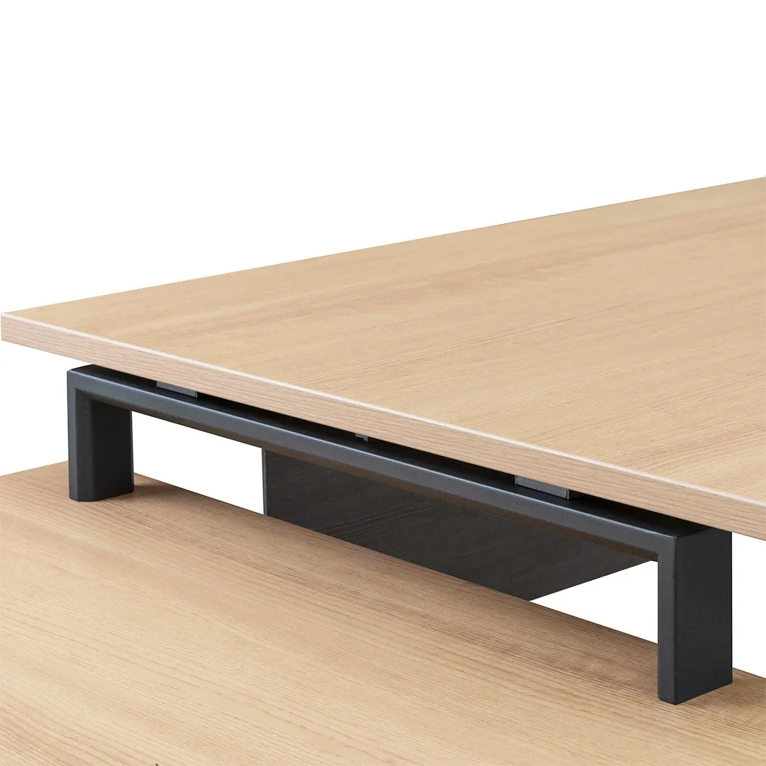 Cuevas 2.2m Left Return Office Desk - Black with Natural Top