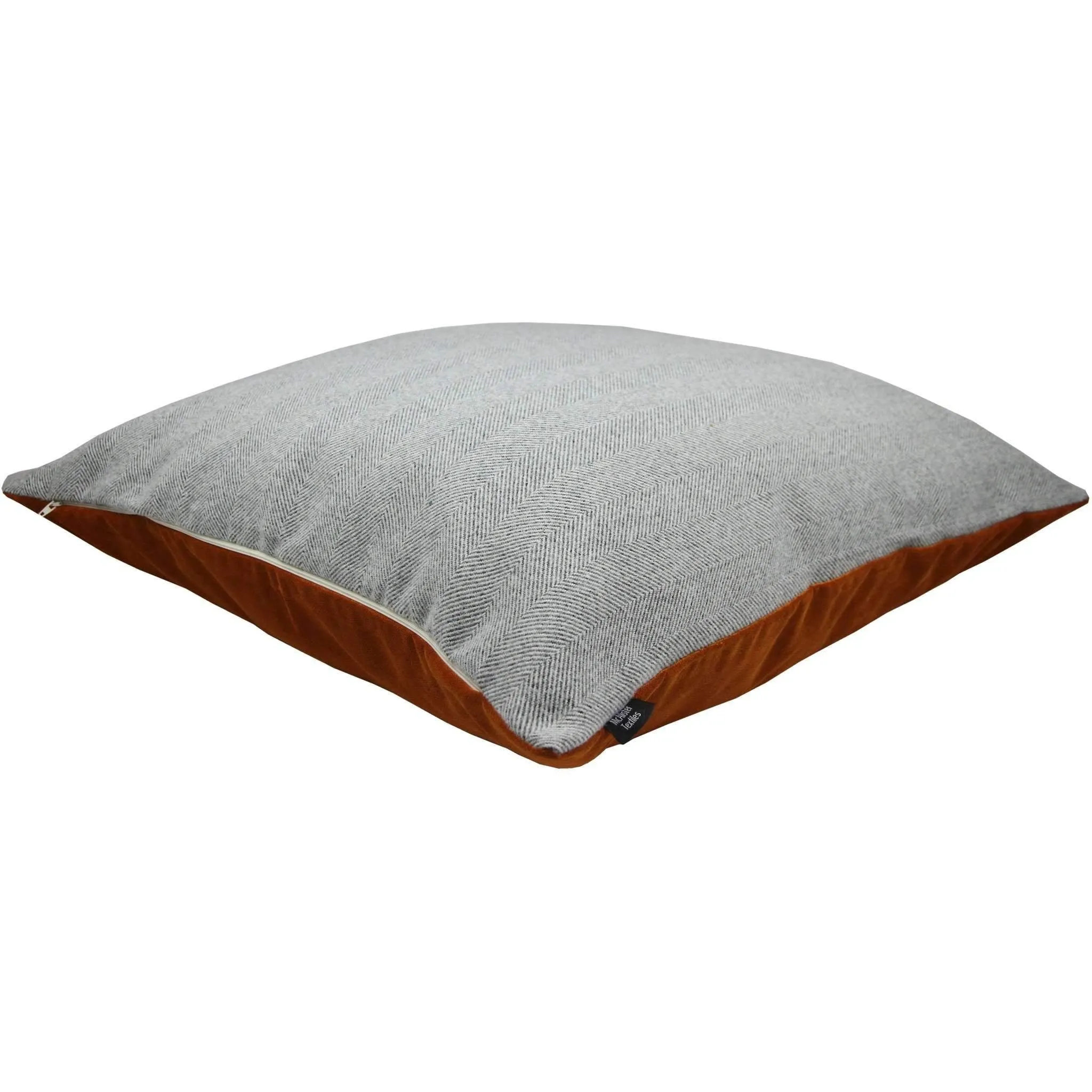 Deluxe Herringbone Grey   Orange 66cm x 66cm Floor Cushion