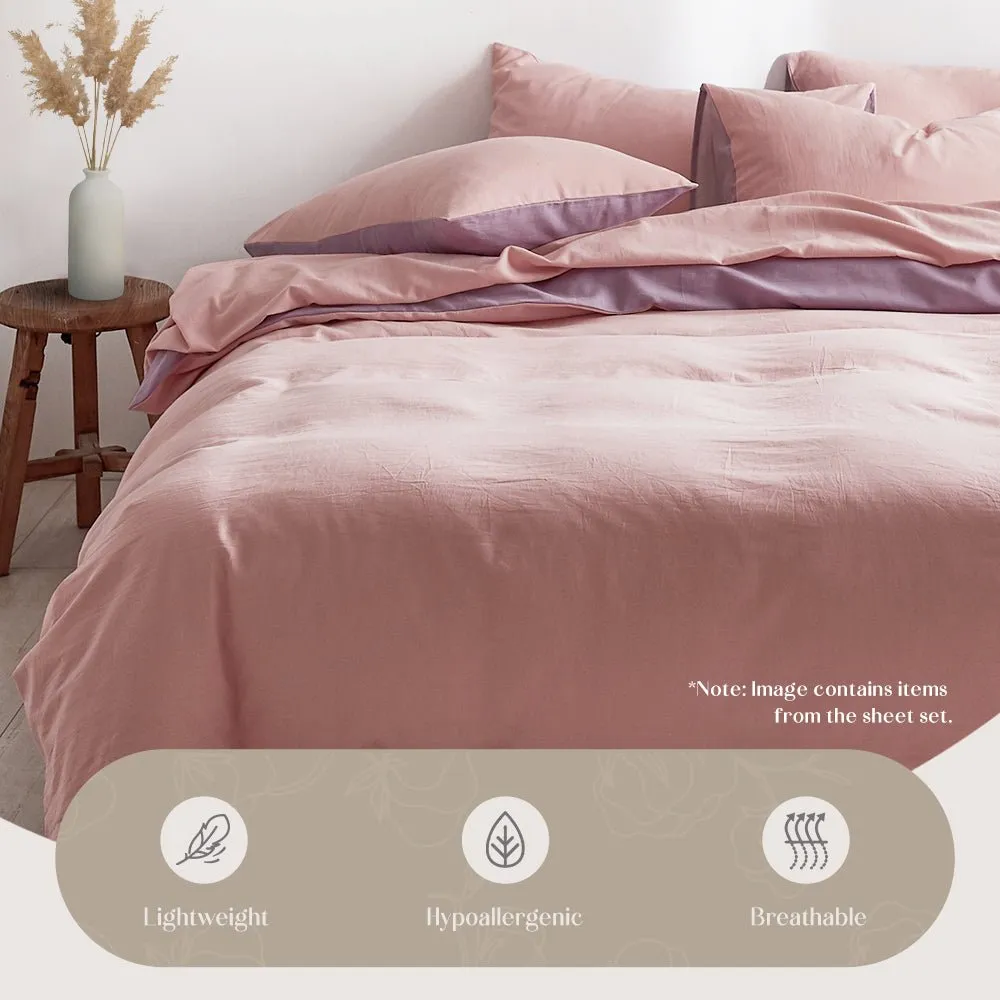 Deluxe Washed Cotton Quilt Set Pink Purple Single
