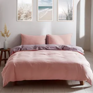 Deluxe Washed Cotton Quilt Set Pink Purple Single
