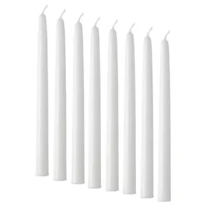 Digital Shoppy Unscented Candle, White, 25 cm (9 ¾"), 8 Pack – Long-Lasting, Elegant Pillar Candles for Home Décor, Dining, and Special Occasions