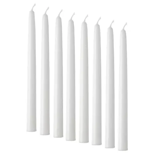 Digital Shoppy Unscented Candle, White, 25 cm (9 ¾"), 8 Pack – Long-Lasting, Elegant Pillar Candles for Home Décor, Dining, and Special Occasions