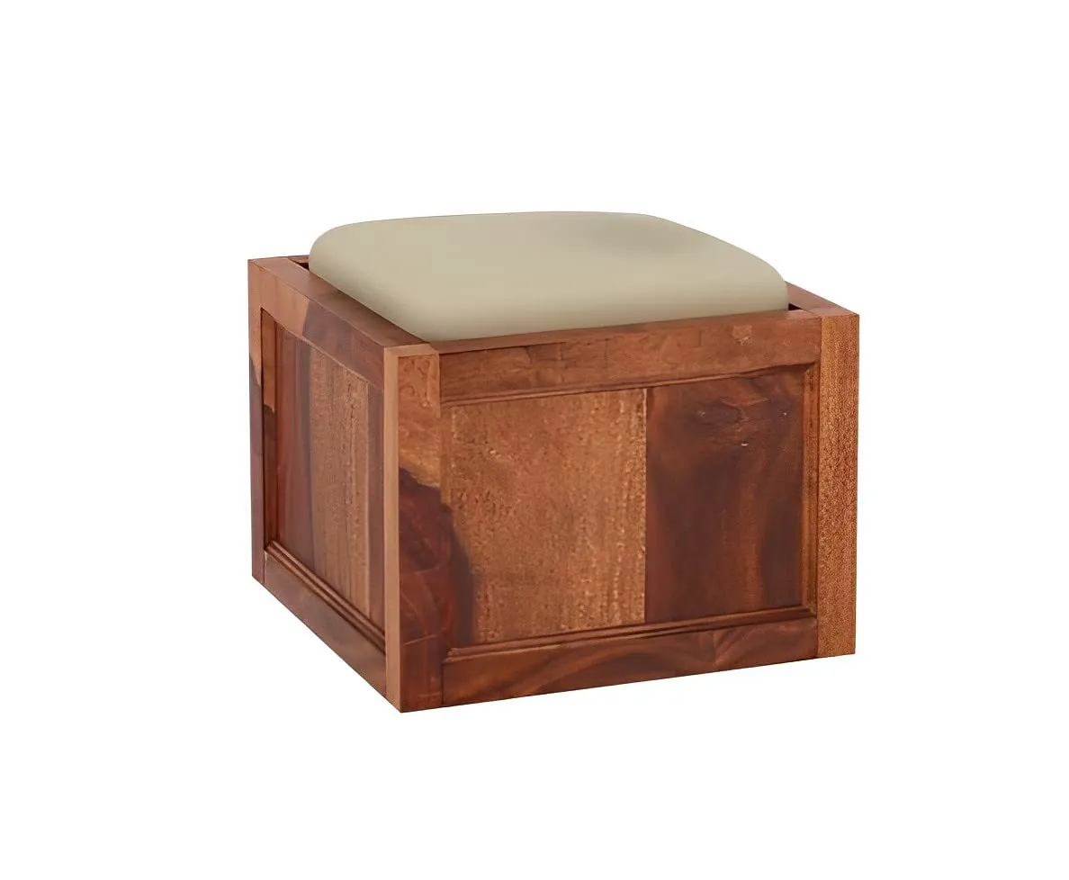 Douceur Furnitures Sheesham Wood Center/Coffee/Tea Table with 4 Seating Stool | Finish- Natural Brown |