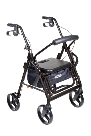 Drive Medical 795bk Duet Dual Function Transport Wheelchair Walker Rollator, Black