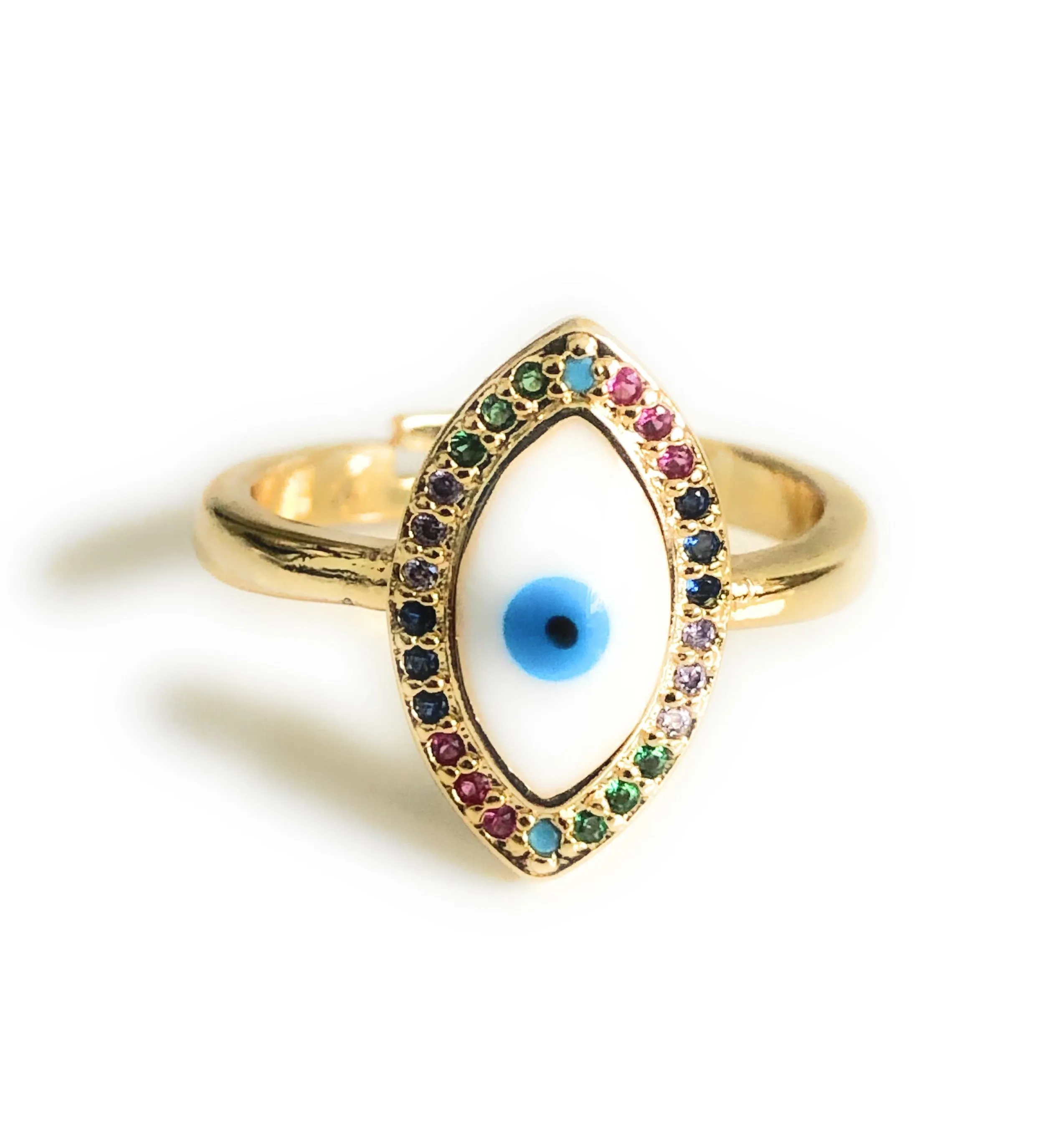 Enameled Evil Eye Gold-Plated Ring