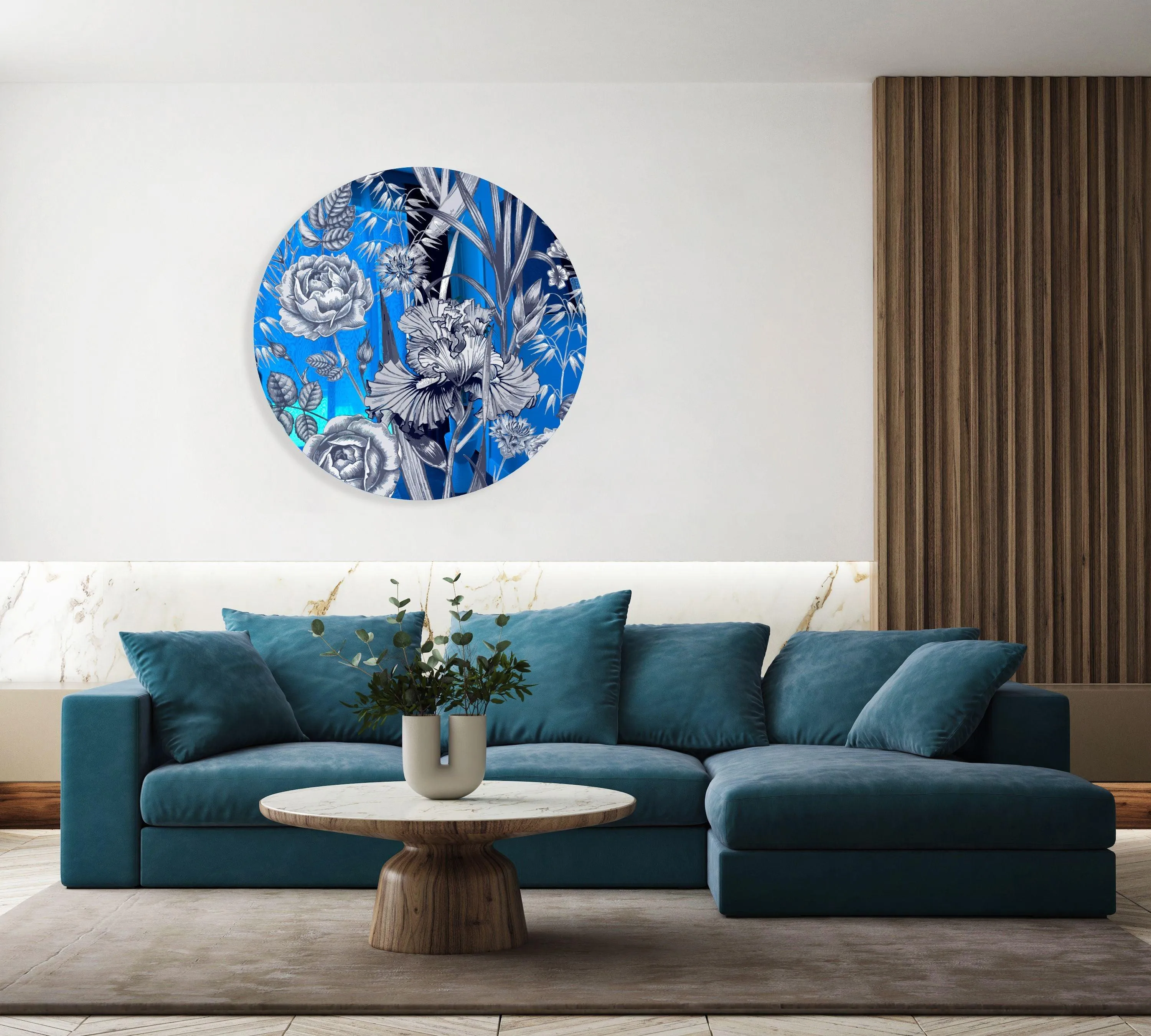 Floral Pattern Flowers Printed Mirror Acrylic Circles