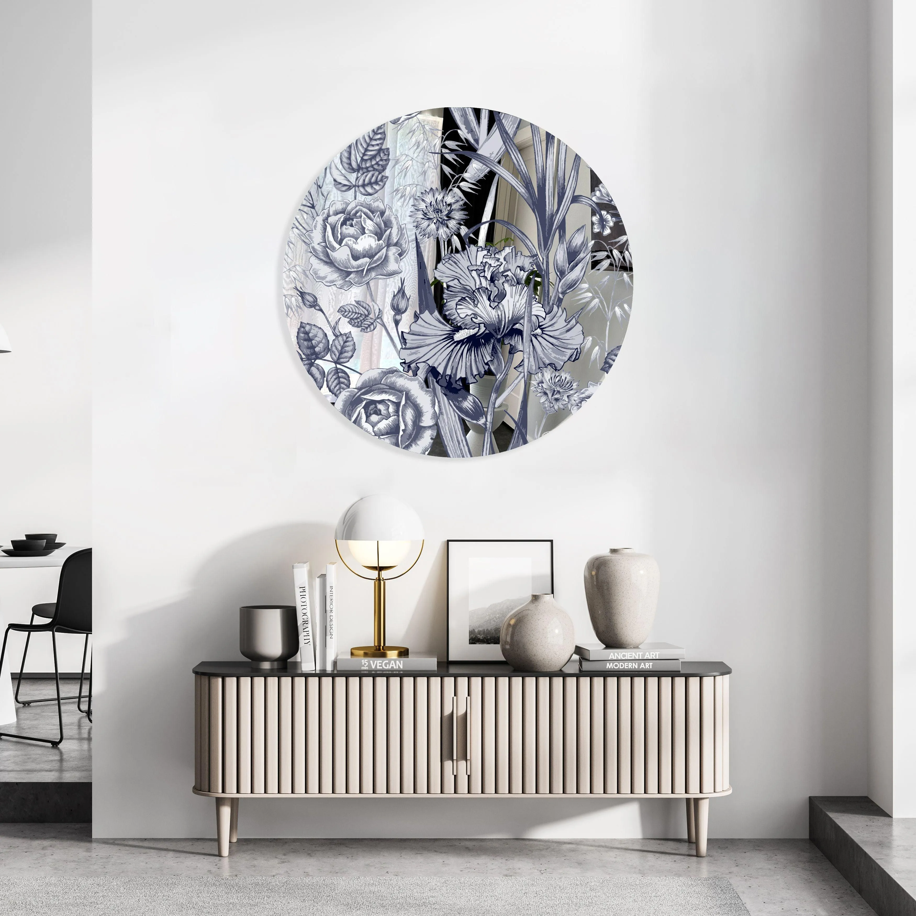 Floral Pattern Flowers Printed Mirror Acrylic Circles