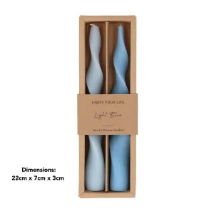Gisela Graham 22cm Blue Tonal Twist Dinner Candle (Set of 2)