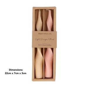 Gisela Graham 22cm Pink Tonal Twist Dinner Candle (Set of 2)
