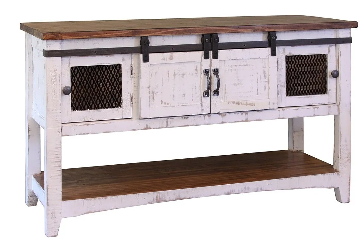 Greenview Sliding Door Console Table - Distressed White