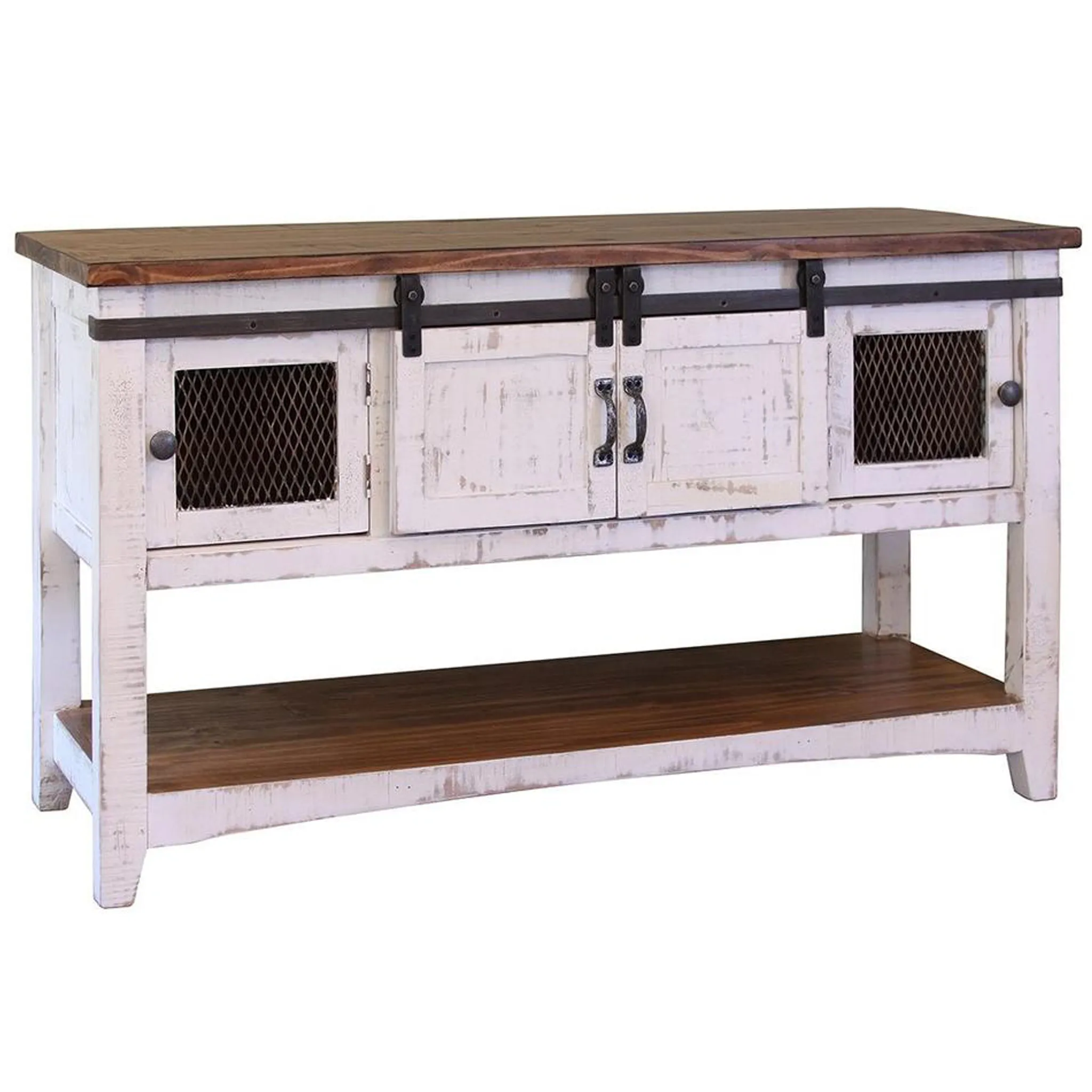 Greenview Sliding Door Console Table - Distressed White