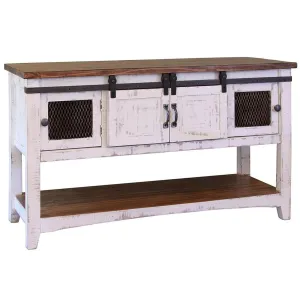 Greenview Sliding Door Console Table - Distressed White